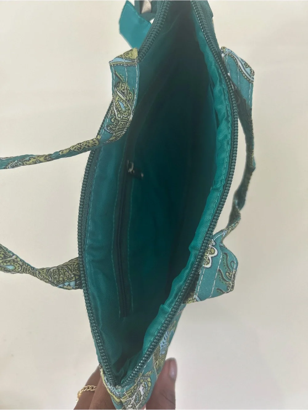 Teal Paisley Print Women’s Makeup bag